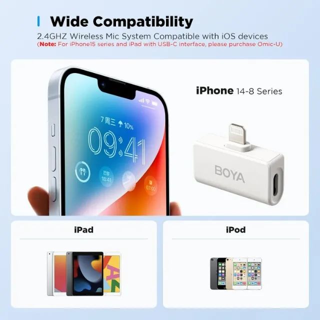 BOYA Microfone de lapela sem fio Omic-D-W para iPhone - Foto 3