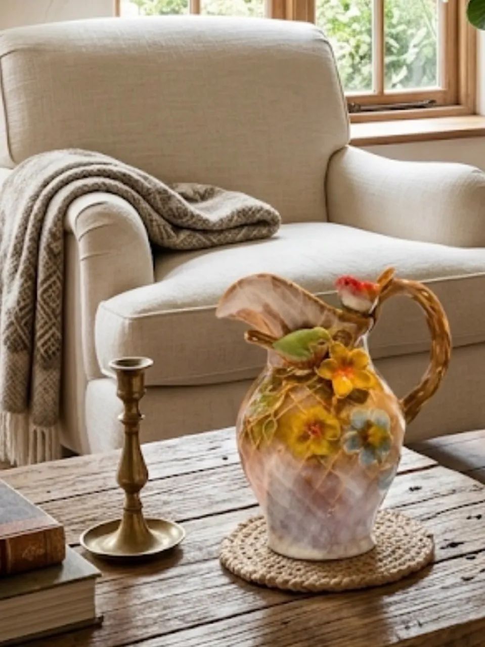 Jarro Decorativo Porcelana com Pássaros e Flores - Foto 5
