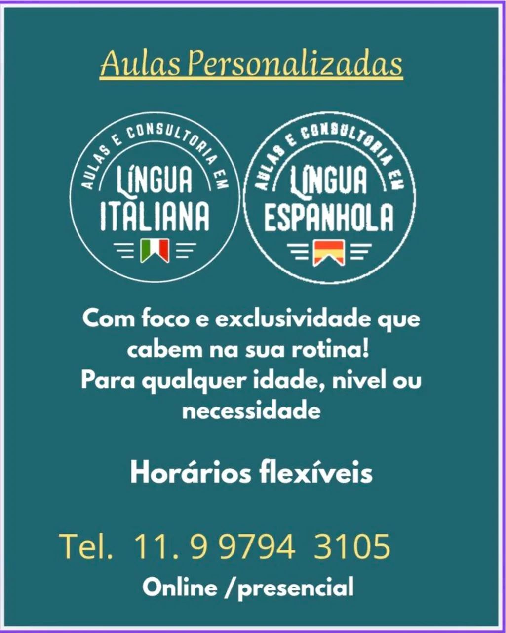 Aulas personalizadas de Italiano ou Espanhol