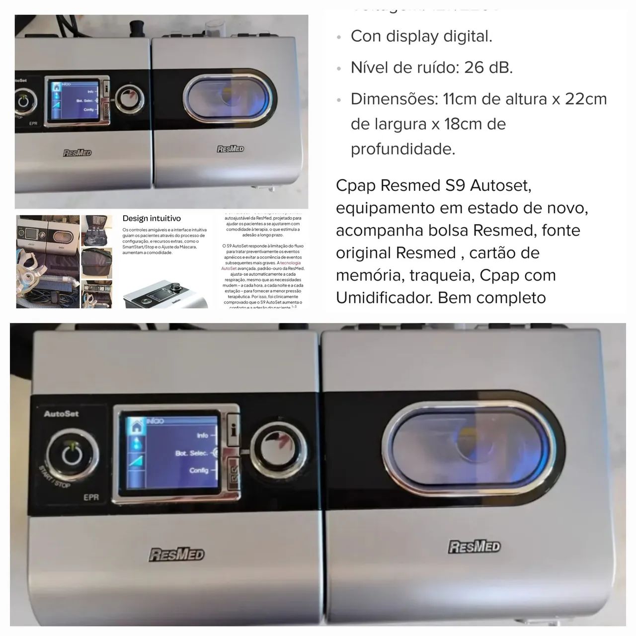 Cepap Resmed  S9 Autoset automático,  com umidificador.  - Foto 3