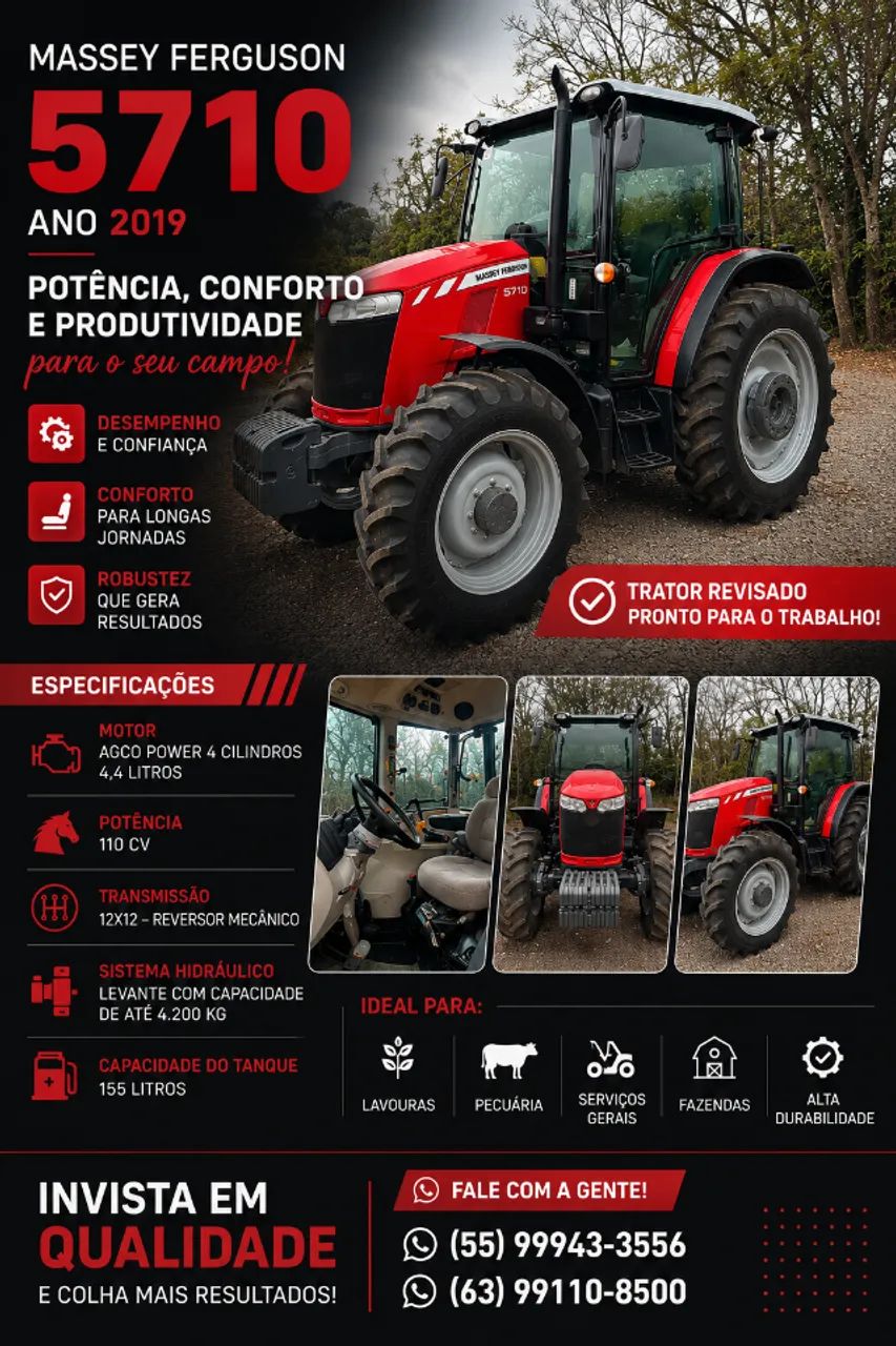 TRATOR MASSEY FERGUSON 5710 2019 - Foto 2