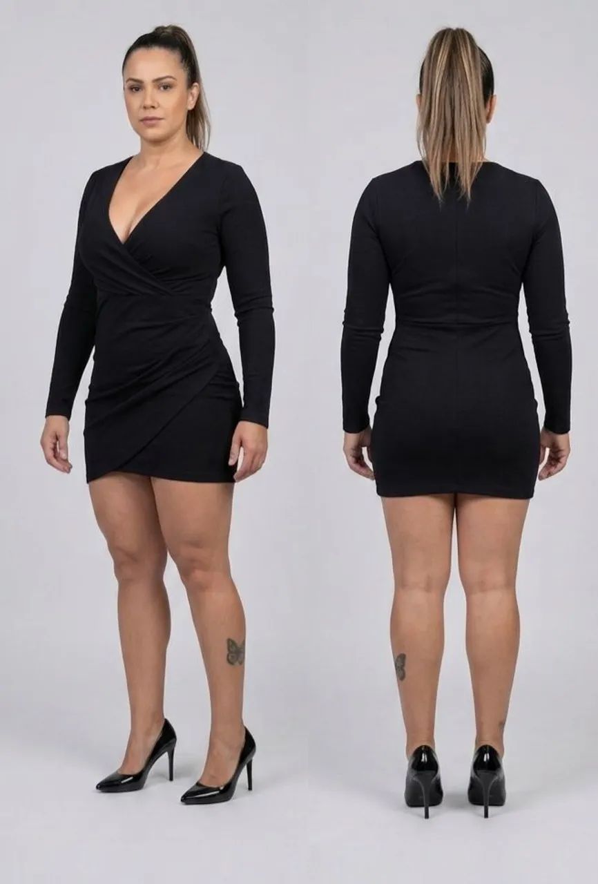 Vestido Zara preto manga longa P