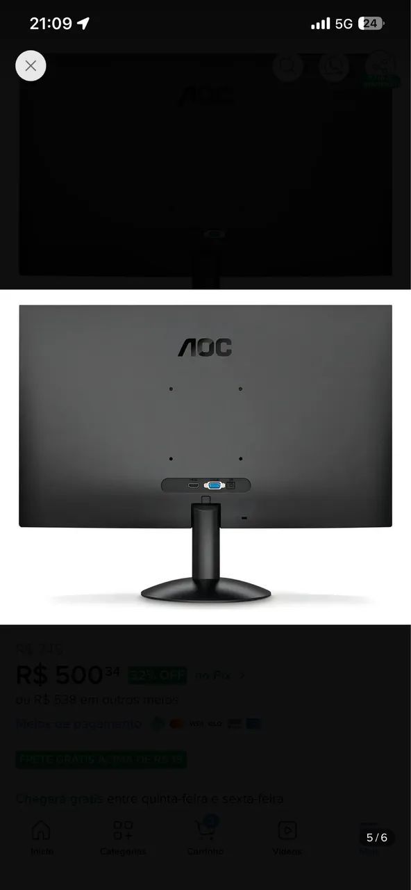 Monitor gamer AOC 23,8 full HD 100hz - Foto 4