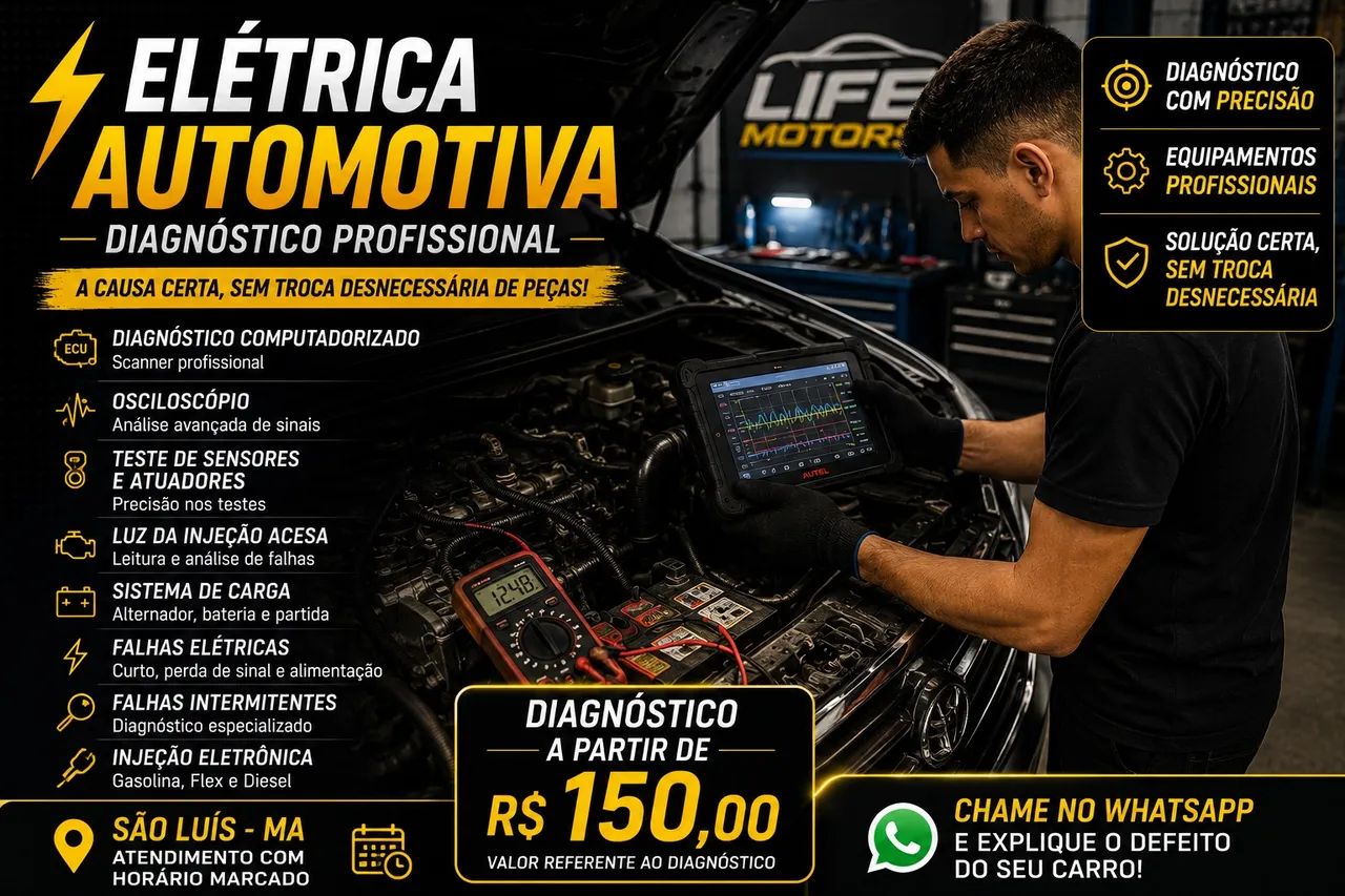 Diagnóstico diversos, parte elétrica e mecânica automotiva 