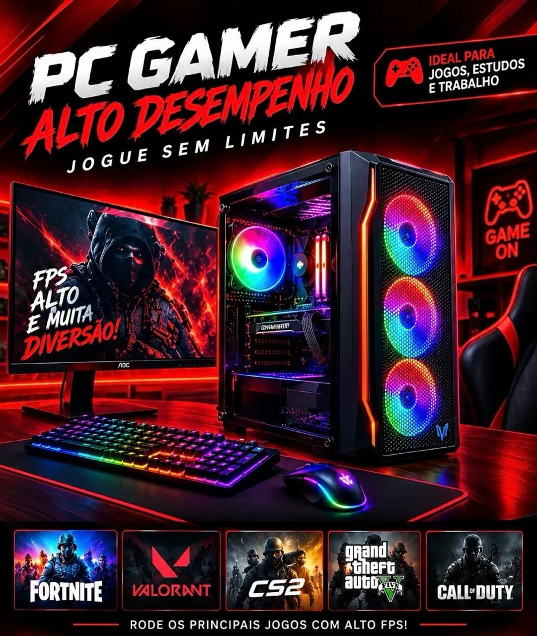 Computador pc gamer montado