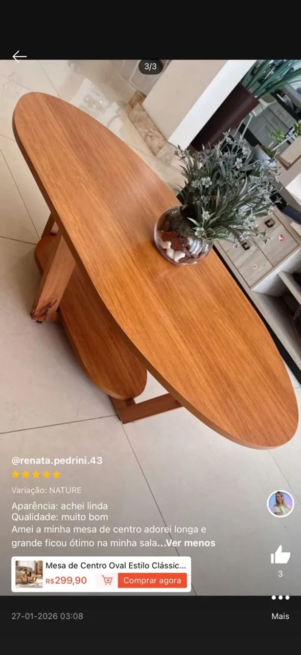 Mesa de Centro Oval 120x68 - Foto 4