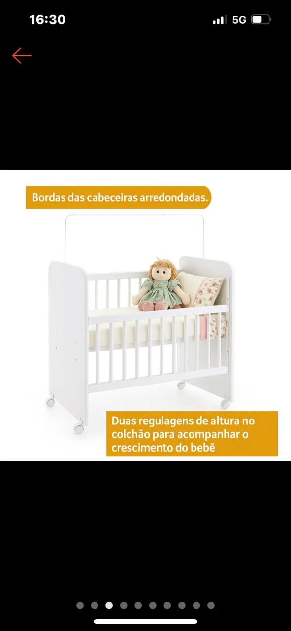 Mini Berço Branco - Foto 2