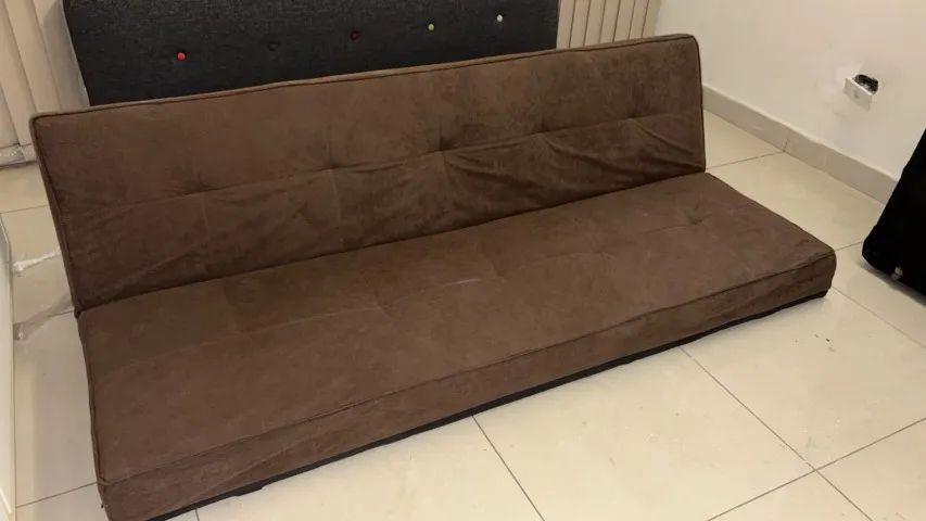 Sofá-Cama 2 Lugares Reclinável em Tecido Suede Marrom - Ótimo Estado - Foto 2