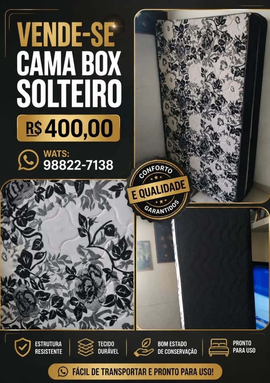 VENDE-SE CAMA BOX SOLTEIRO