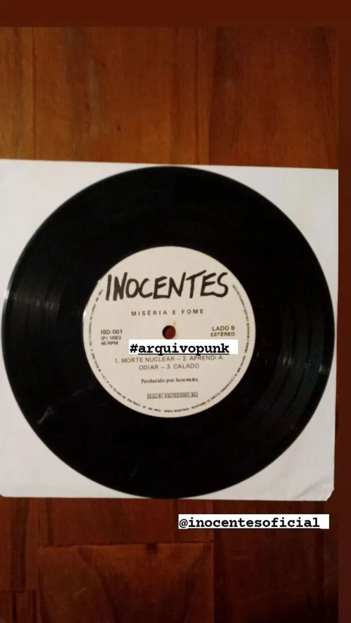 Disco Vinil Inocentes: Miséria e Fome compacto 7 polegadas rara edição original de época - Foto 4