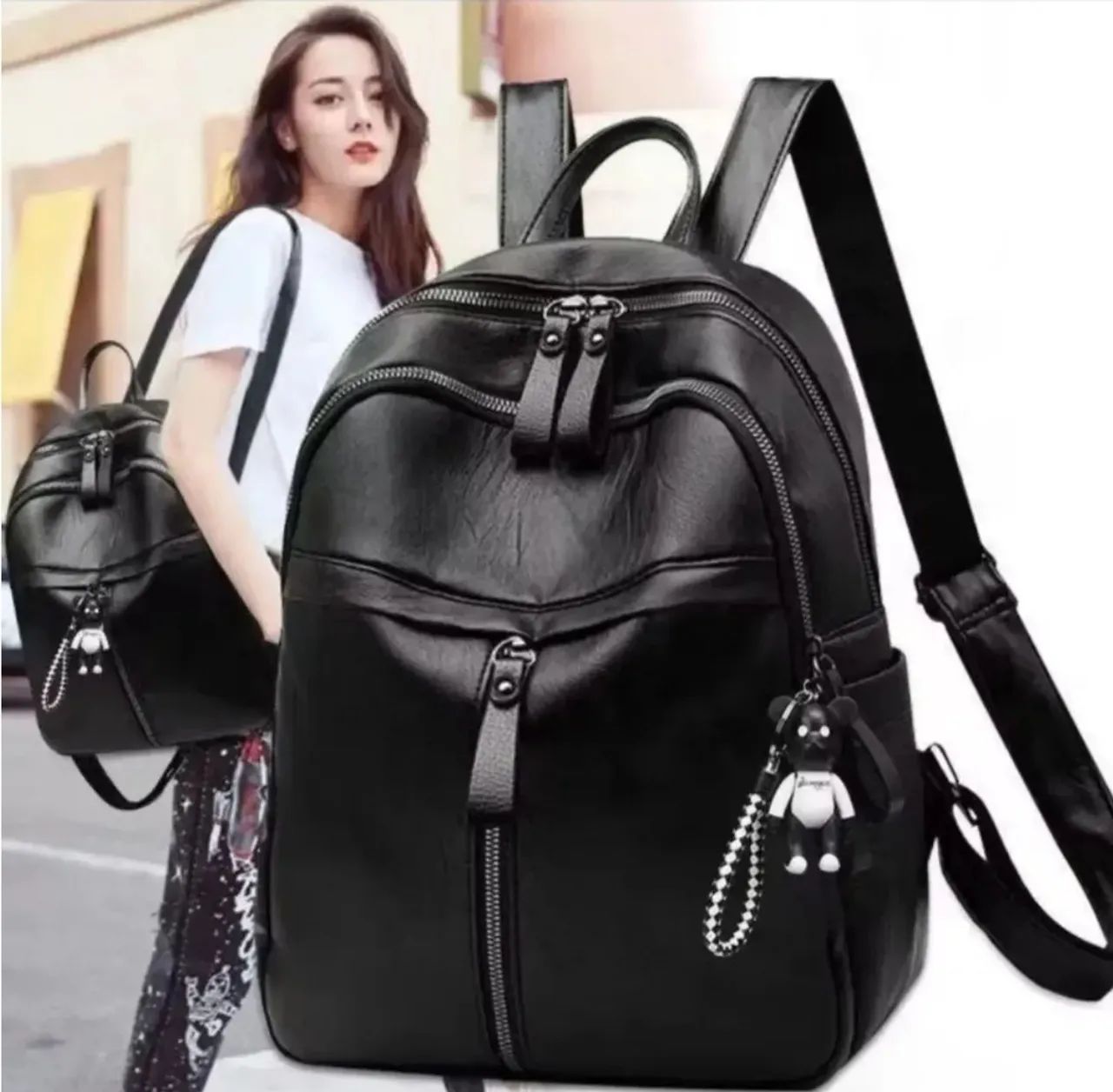 Mochila Couro Feminina Estilosa Passeio 