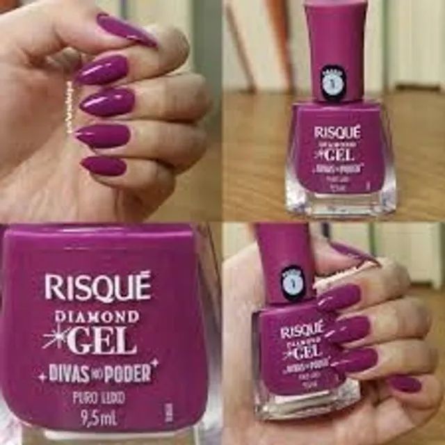 Kit com 2 esmaltes risqué diamond gel divas no poder puro luxo - Foto 4