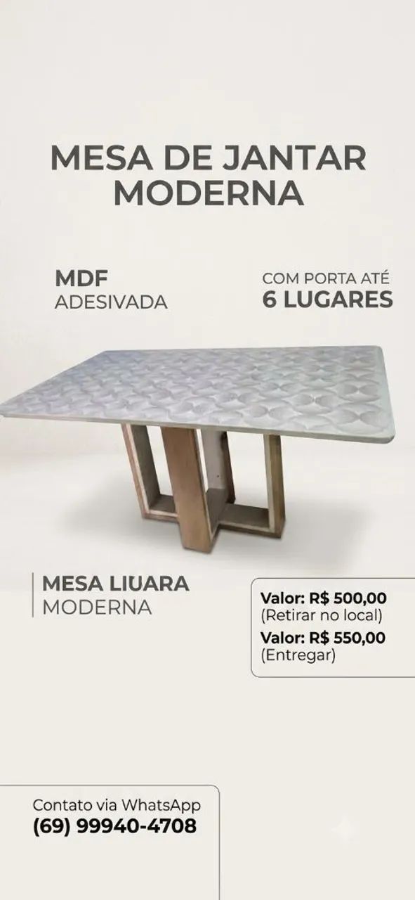 Mesa de Jantar para 6 lugares