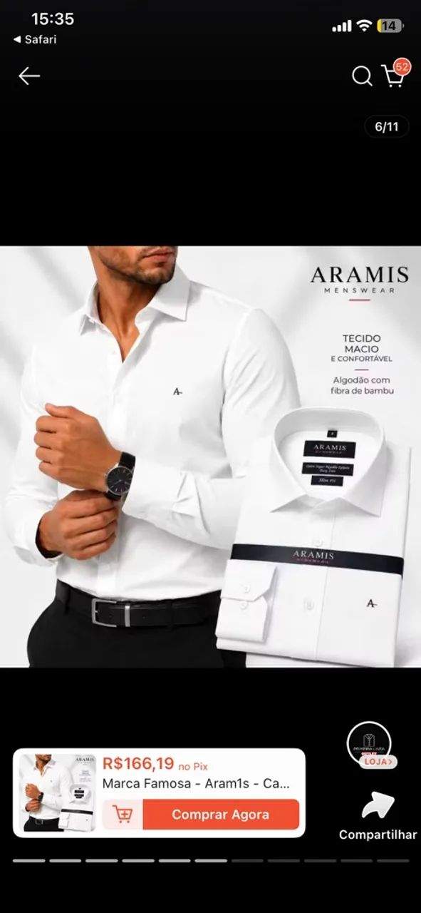 Camisa aramis Social slim fit tam 1