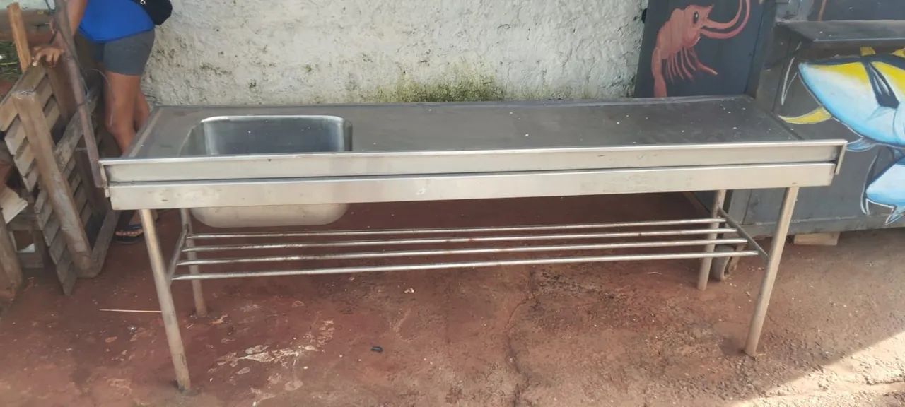 BANCADA INOX 2,10M COM CUBA - Foto 2