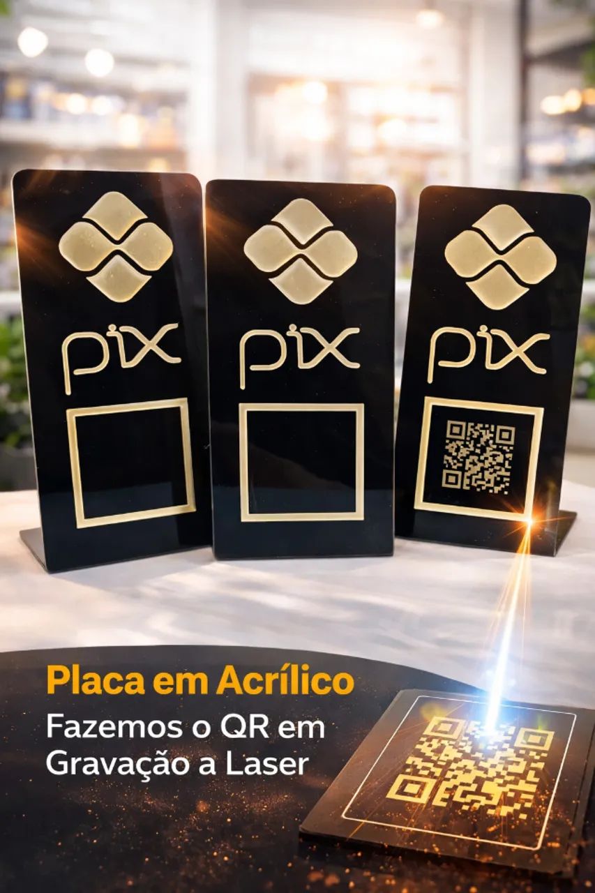 Placa Pix com QR Code Personalizada em Acrílico | Receba Fácil e Rápido
