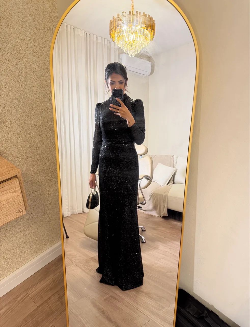 Vestido preto paete 38
