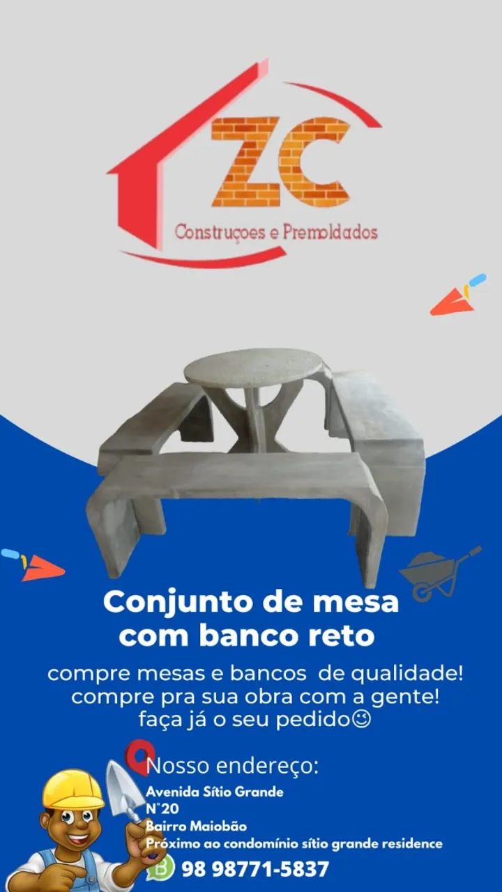 Mesa e bancos de Concreto para praça e Jardim - Foto 3
