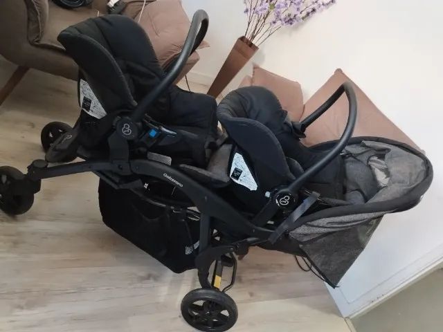 Vendo carrinho de bebê Gêmeos com bebê conforto  - Foto 4