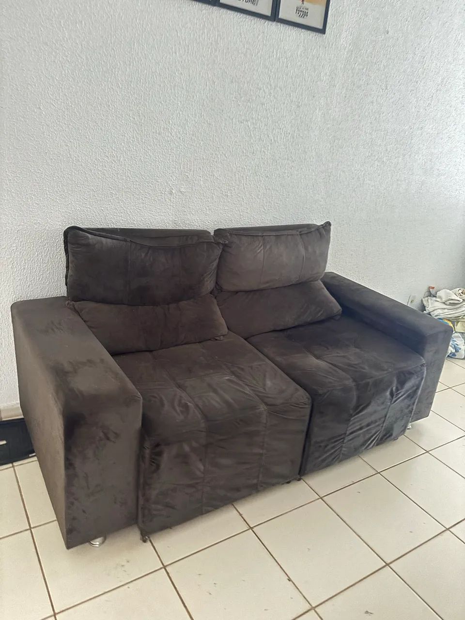 Sofá retrátil marrom 2x00x0,90m 