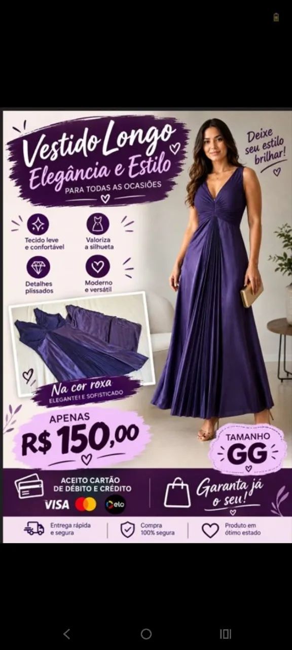 Vestido Longo de Festa Elegante Roxo