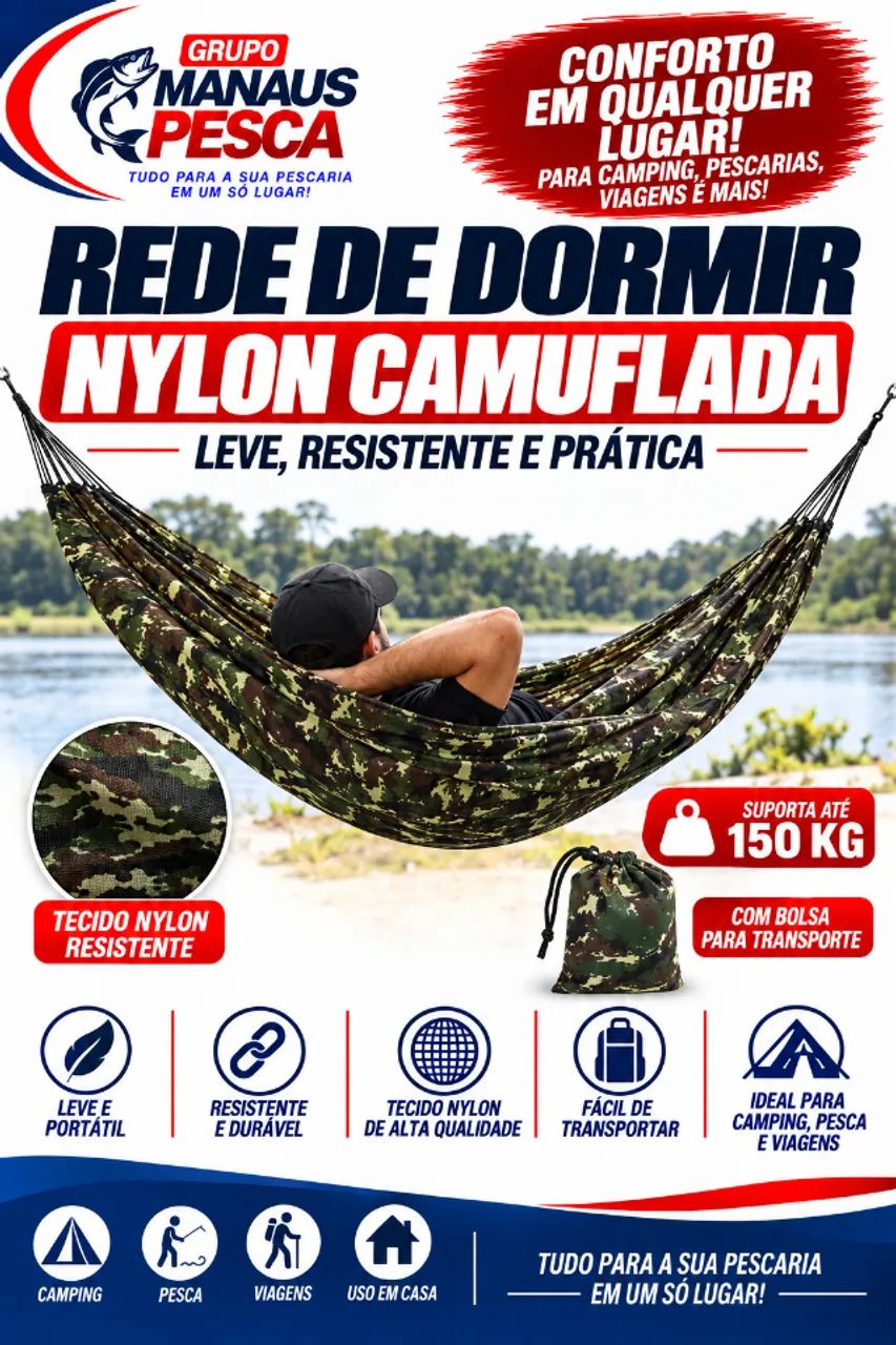 REDE DE DORMIR NYLON CAMUFLADA