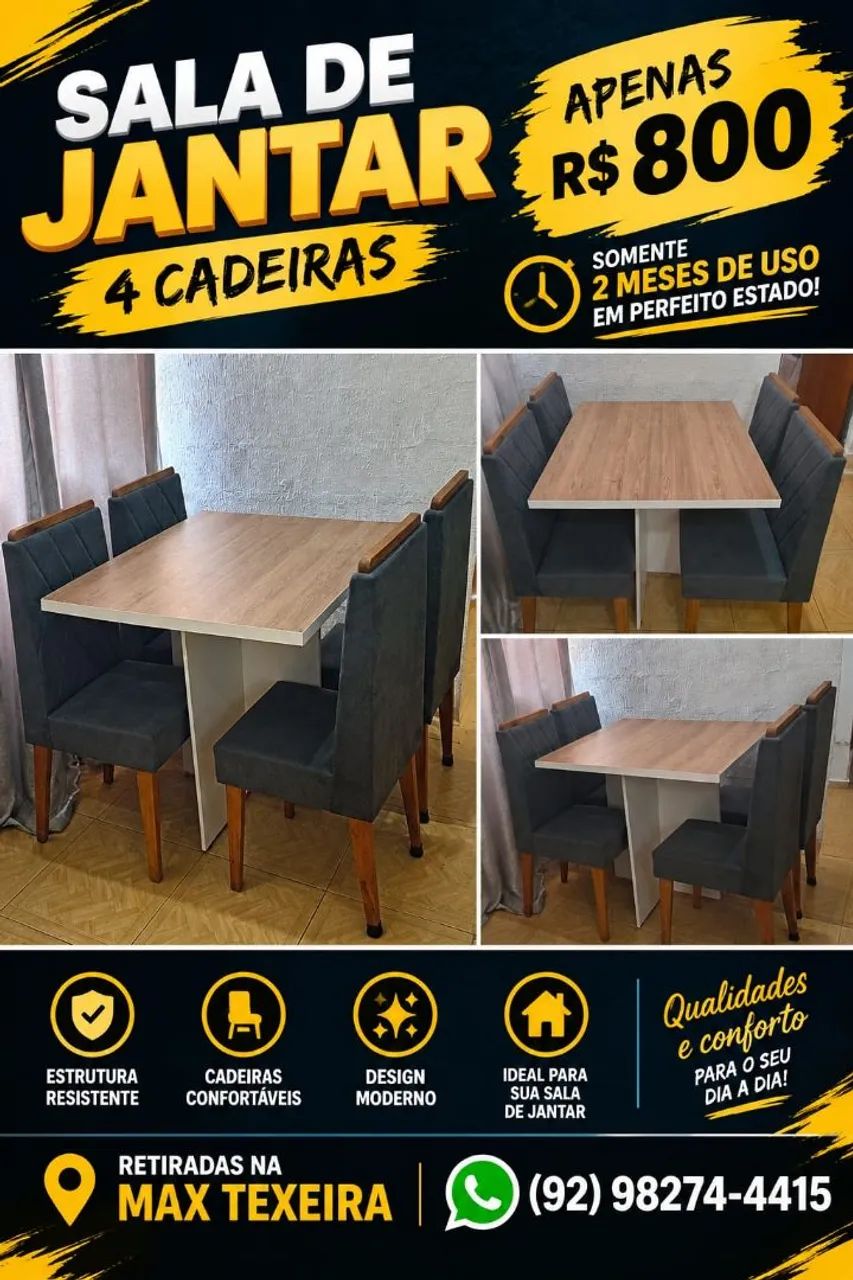 Sala de jantar 4 cadeiras 