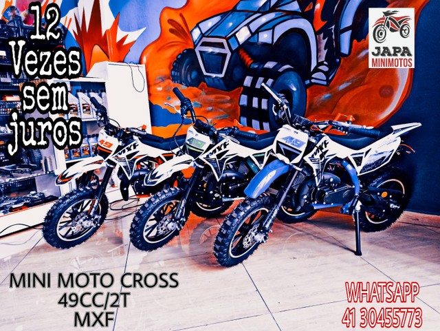 Japa Mini Motos - Mini Moto Cross Ferinha Partida Elétrica 49cc/2t Azul