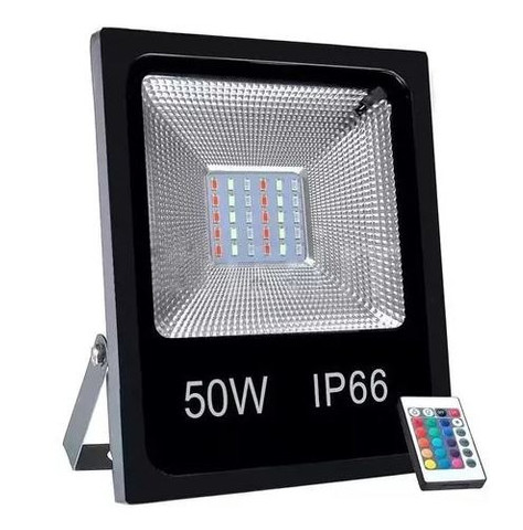 Refletor 50w Led Rgb 16 Cores Colorido Bivolt Decoração Casa Jardim Fachada