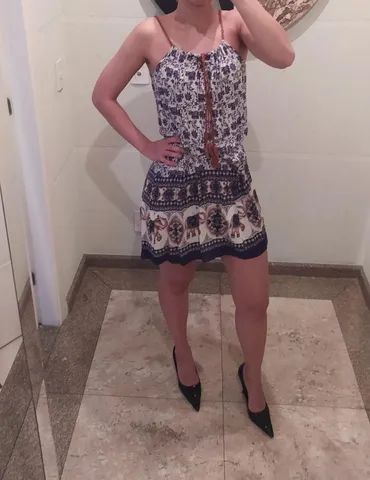 Vestido curto acinturado estampado - Foto 3