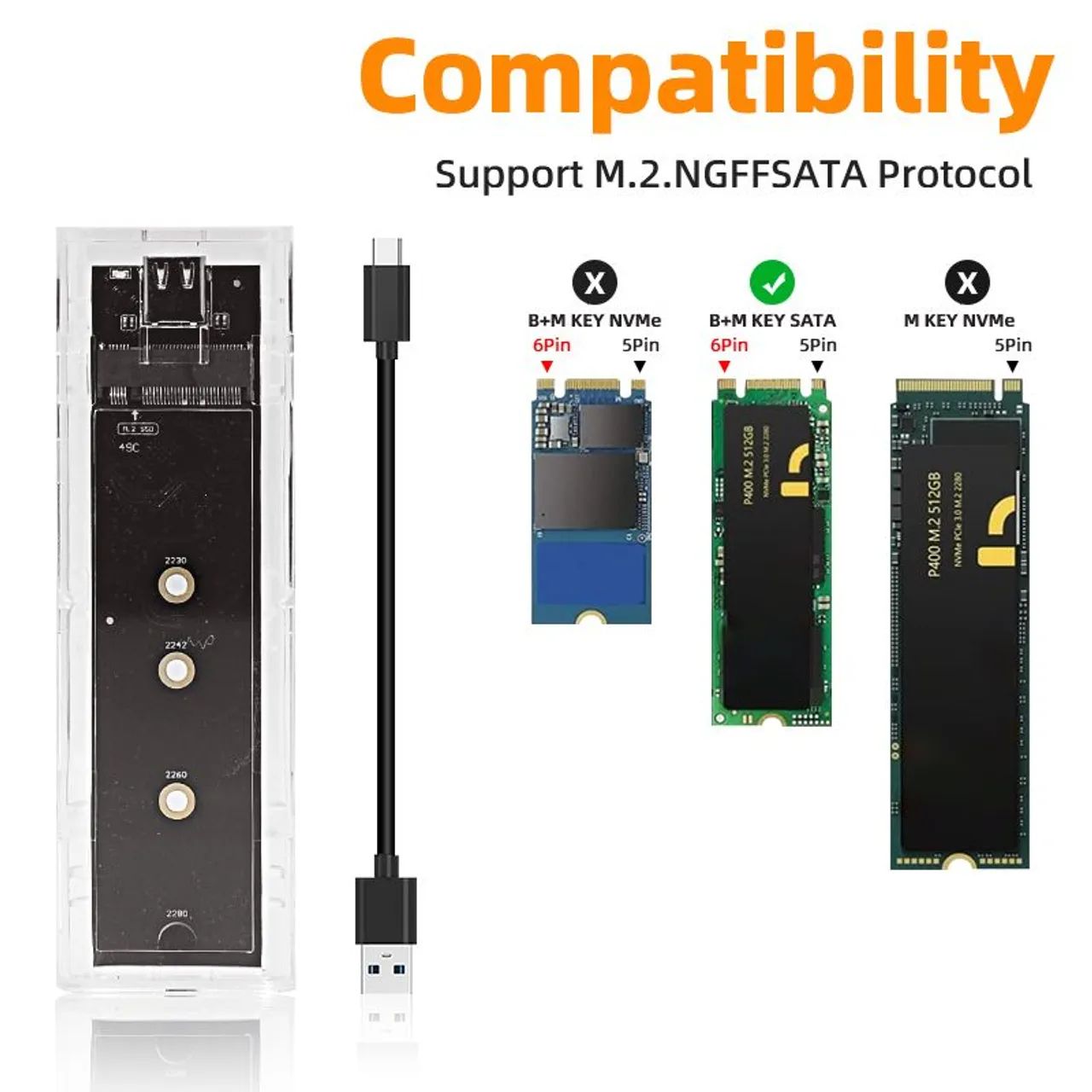 Case SSD M2 SATA (NGFF) e NVME *Entrego Aceito Cartão - Foto 2