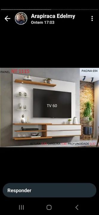 Painel para TV com prateleiras e nichos - Foto 2
