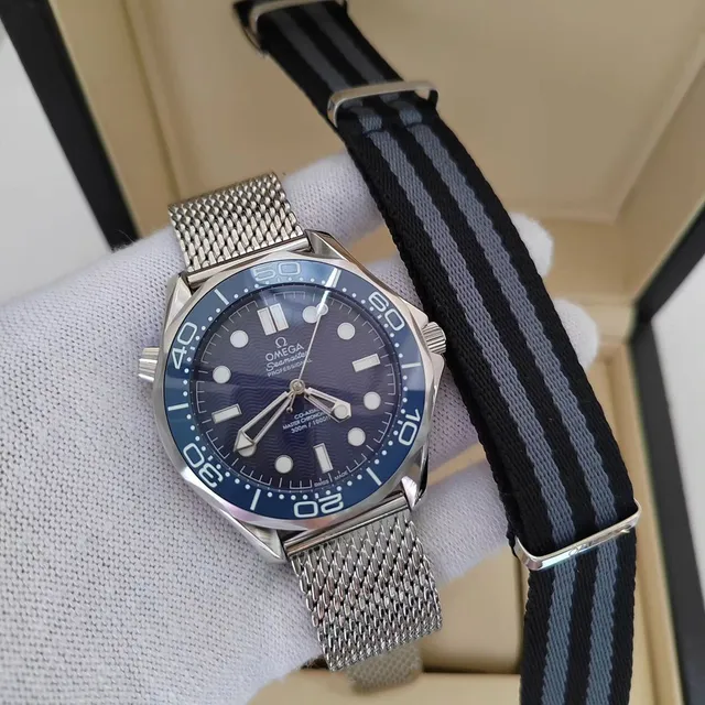 Relogio Omega SeaMaster 007 Azul 2 Pulseiras