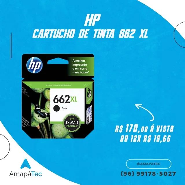 Cartucho de Tinta HP 662XL Preto