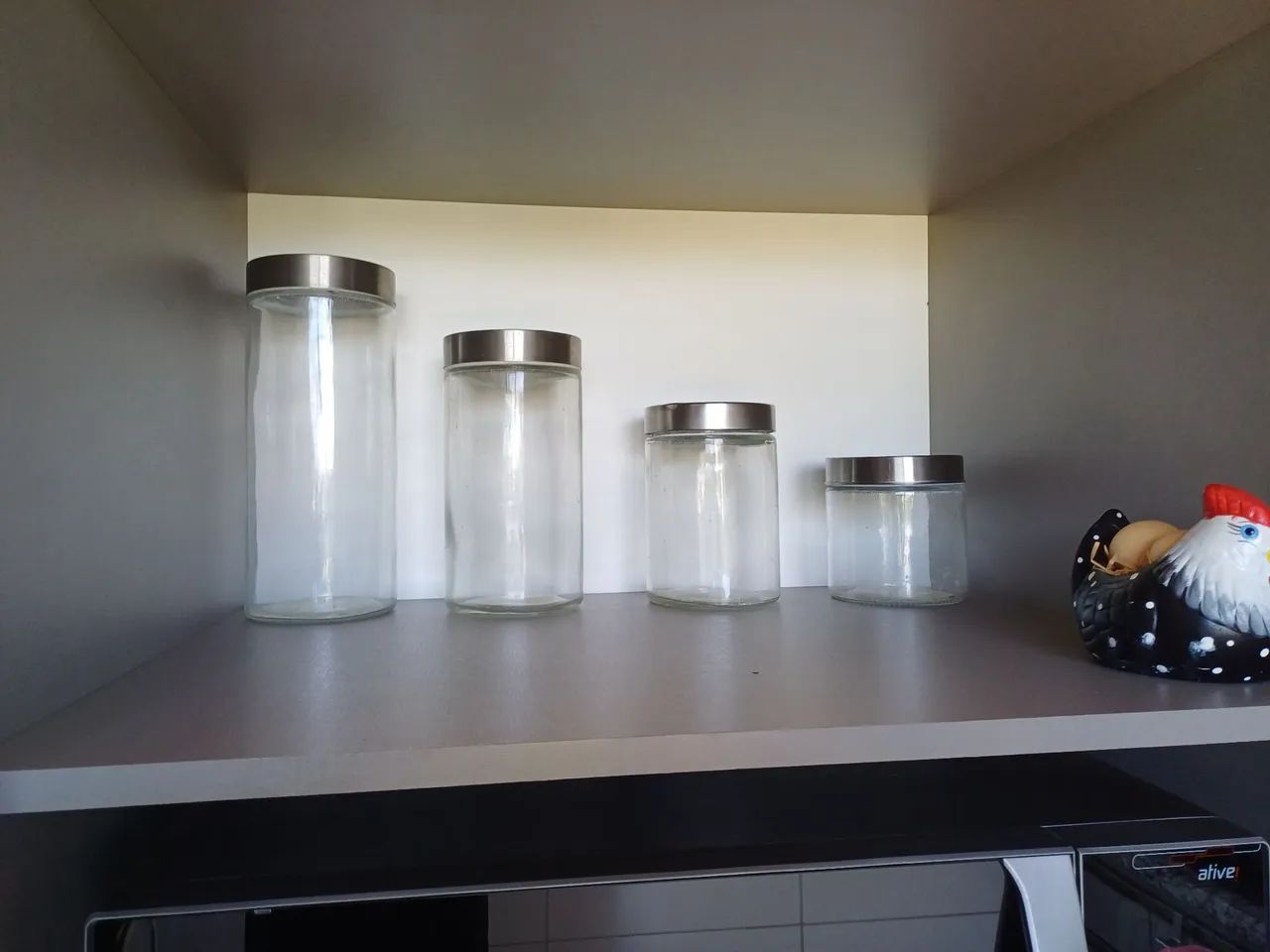 Conj. 4 potes de vidro c tampa de inox