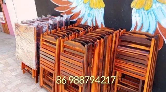 MESAS E CADEIRAS RÚSTICAS DOBRÁVEIS  - Foto 4
