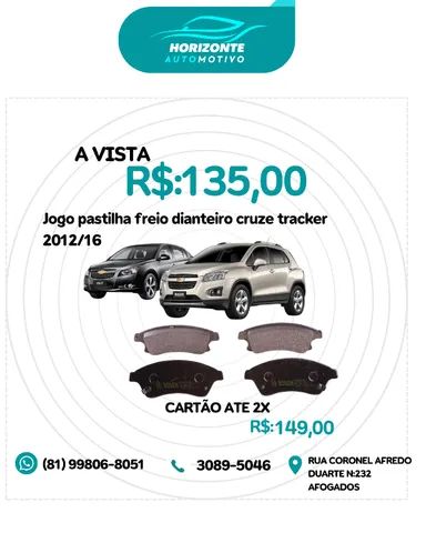 jogo pastilha freio dianteiro cruze tracker 2012/16
