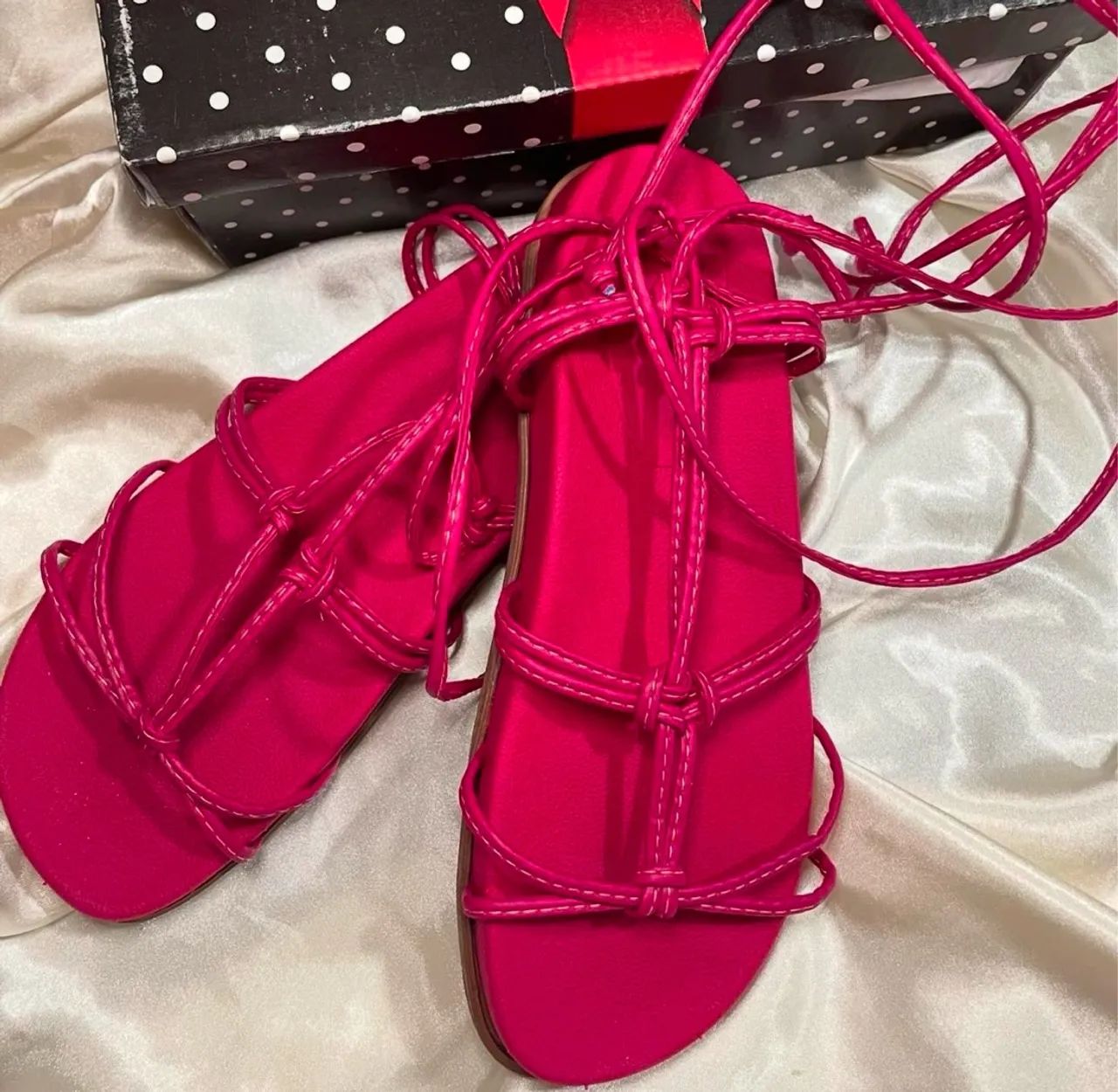 Sandálias Rasteirinhas Amarradas Rosa - Foto 3