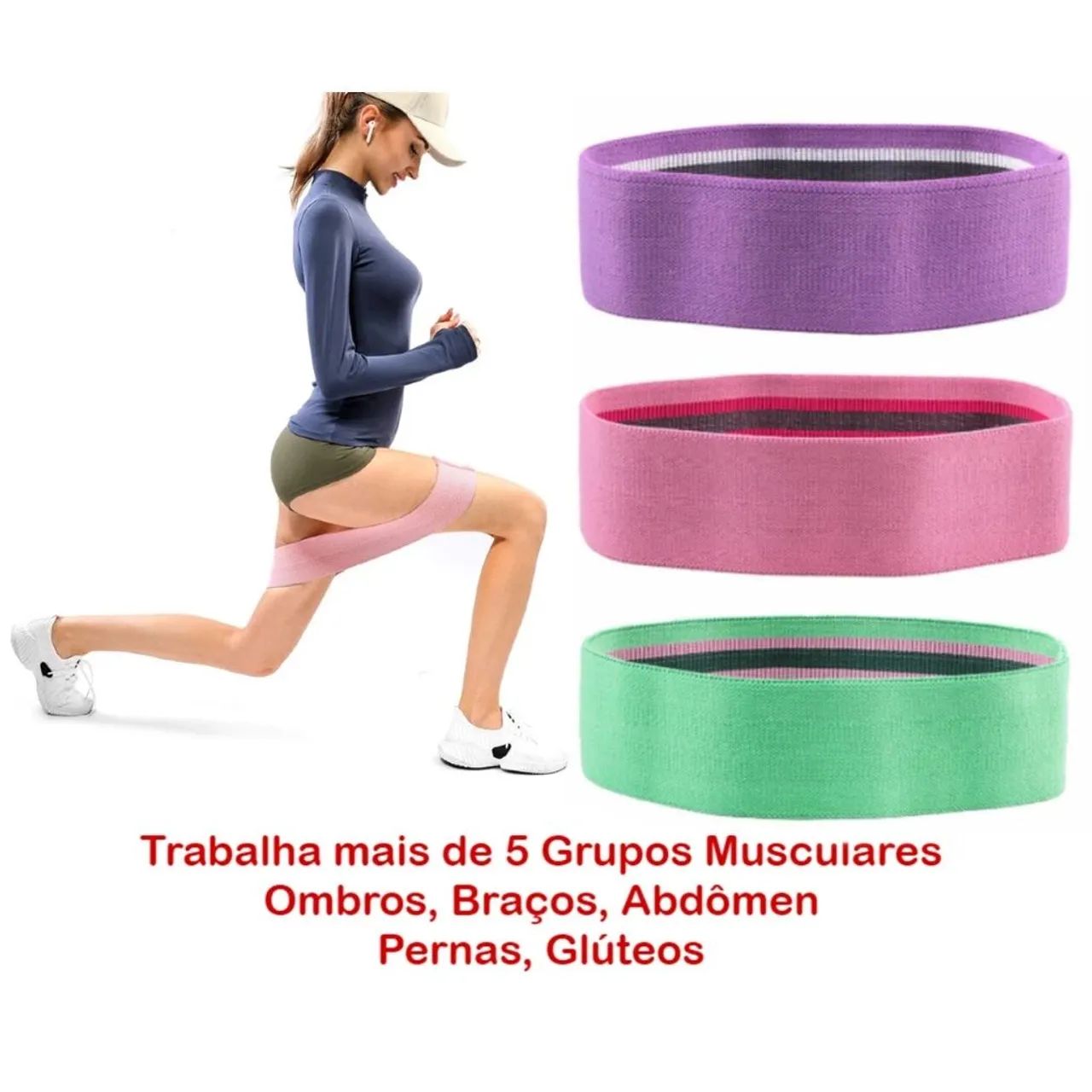 Kit de 3 Faixas Elásticas de Exercício Hip Resistance Bands - Foto 3