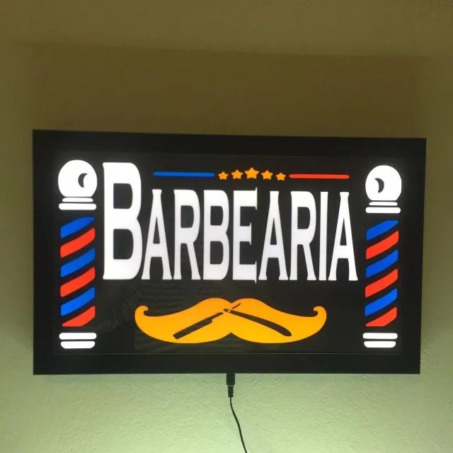 Luminoso Led Letreiro Barbearia Placa Barbershop placa de led Quadro decoração - Foto 4