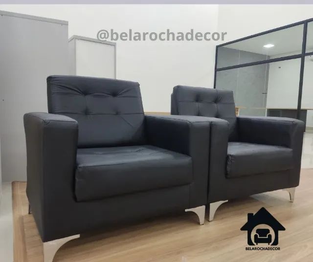 Poltrona Matrix Thainá com Revestimento em Tecido Courino - Preto - Foto 2