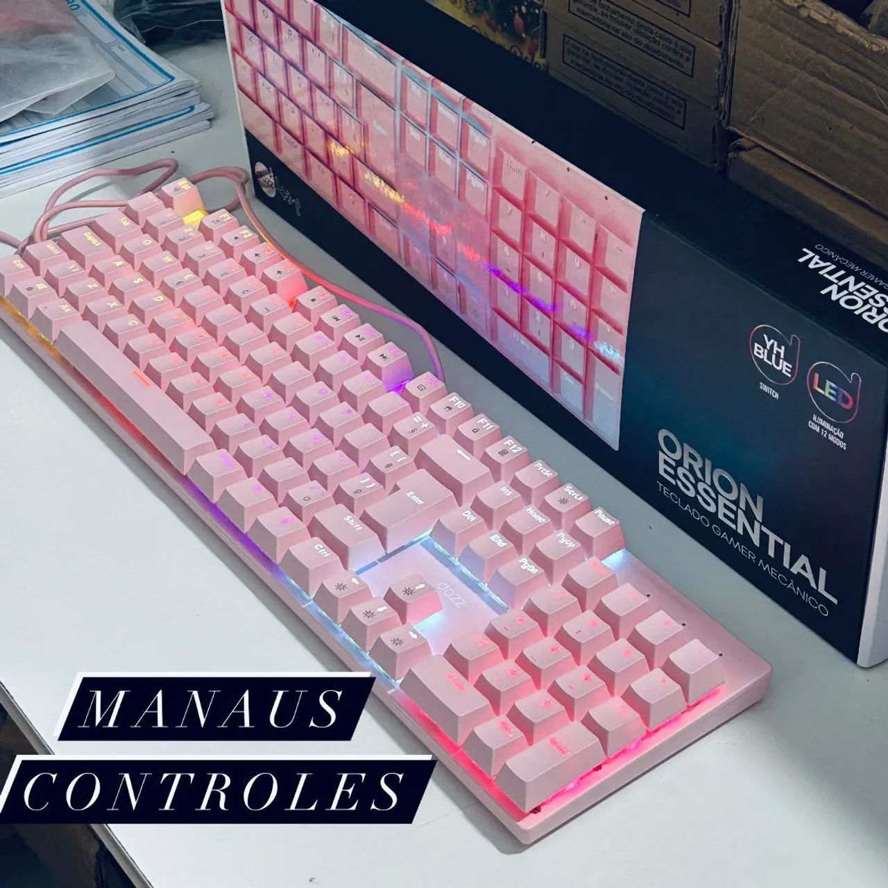 Teclado Mecânico Gamer Rosa Switch YHBLUE - Foto 4