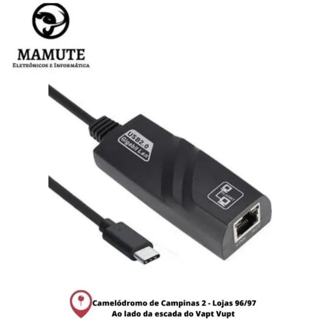 Adaptador De Rede Type-c X Rj45 Fast Ethernet 10/100 Mbps