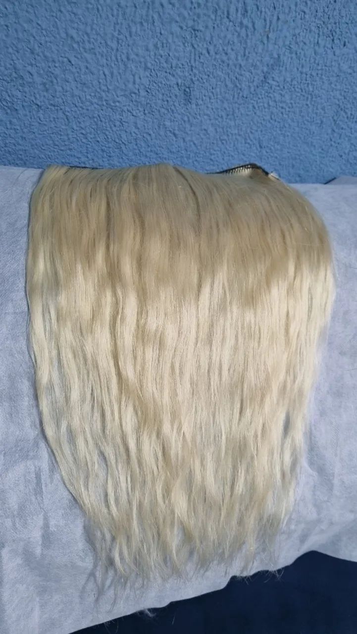 Cabelo humano  brasileiro loiro pérola 55cm 