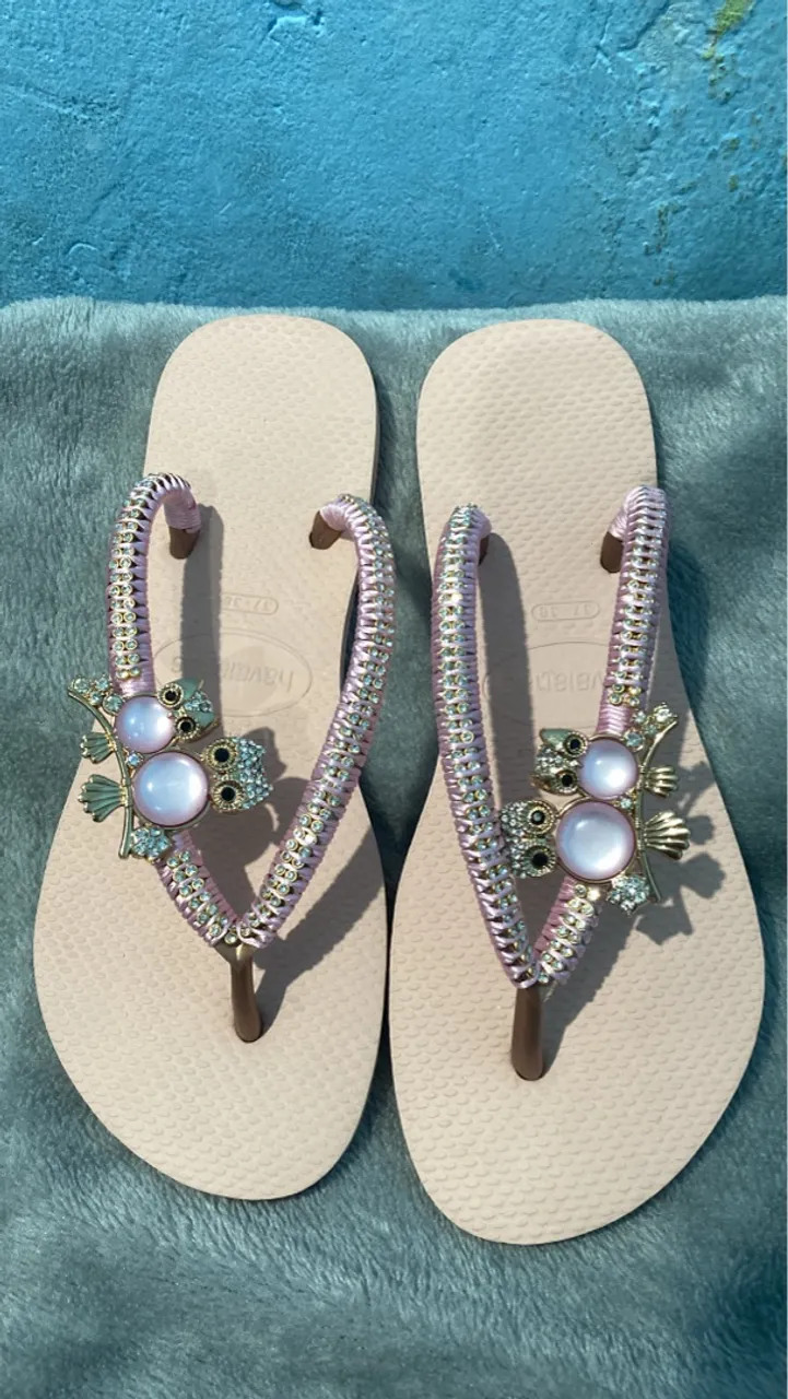 Chinelo personalizado rosa bebê