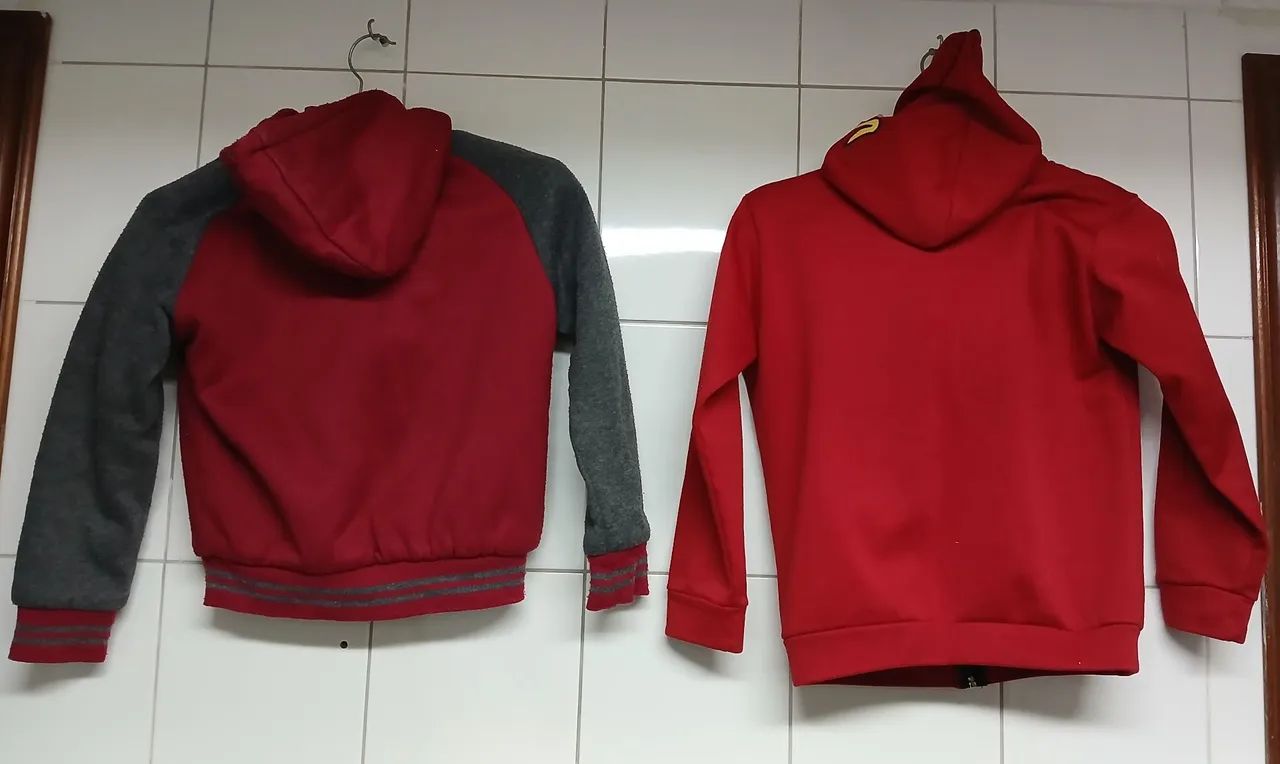 Kit 2 Blusas Moletom Infantil Vemelhas Tamanho 10 e 12 - Foto 2