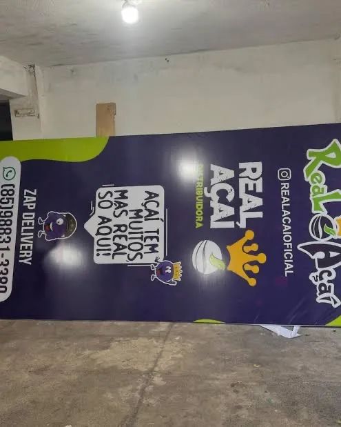 Placa em lona 5m por 1,2 m por - R$500