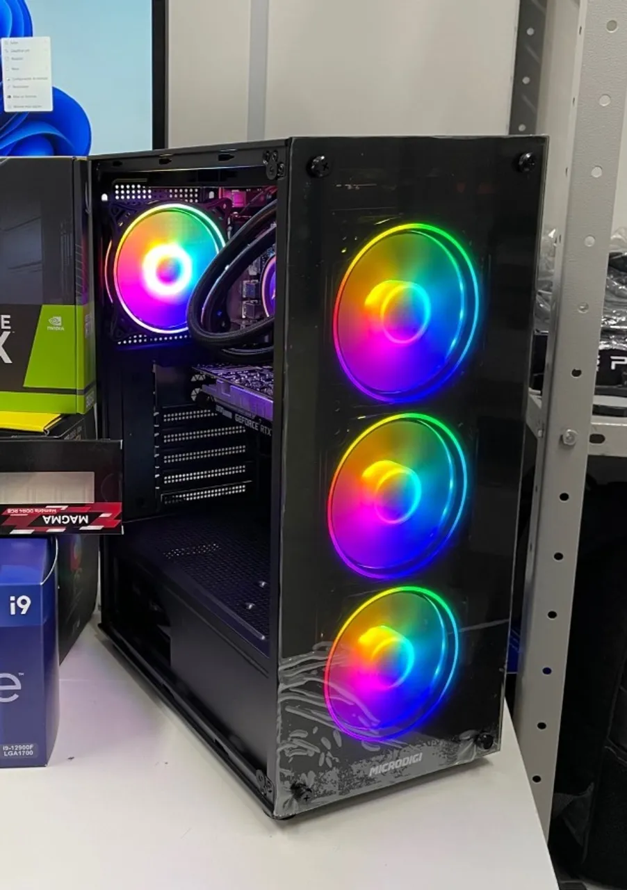 Gabinete Gamer (produto novo!) MD 535 frontal/lateral de vidro Mid tower- sem fonte/sem fa