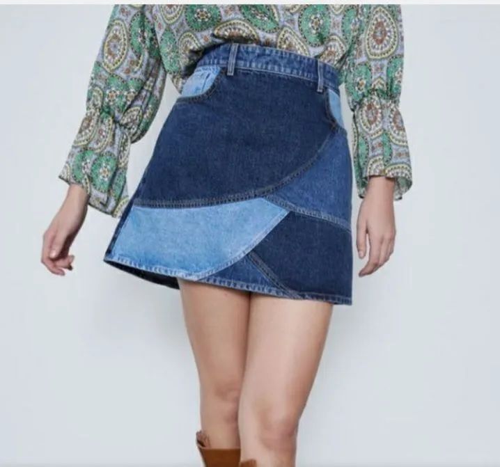 Saia Jeans Patchwork
