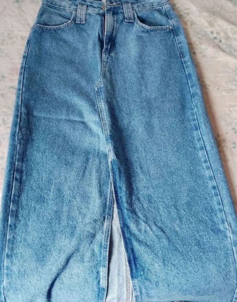 Saia Jeans Midi com Fenda - Foto 3